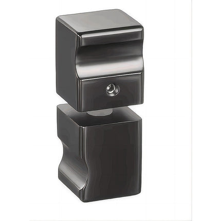 110x70cm Gunmetal Corner Frameless Shower Screen with Wall Channel Brackets, Stainless Steel Hinges & Square Knob Handle.