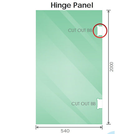 90x70cm Corner Frameless Shower Screen – White Wall Channel and Floor Channel with Brass Hinges & Square Knob Handle.