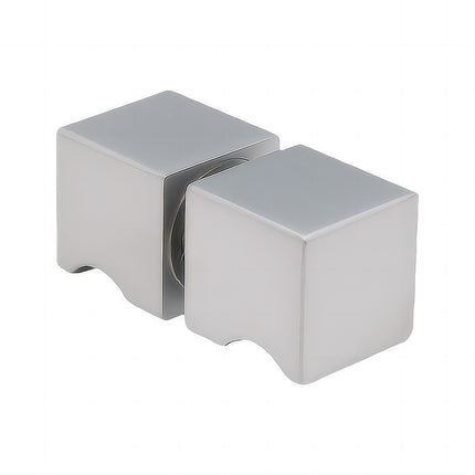 90x70cm Corner Frameless Shower Screen – Nickel Wall Channel and Floor Channel with Brass Hinges & Square Knob Handle.