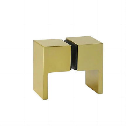 90x80cm Corner Frameless Shower Screen – Gold Wall Channel and Floor Channel with Brass Hinges & Square Double Pull Handle.
