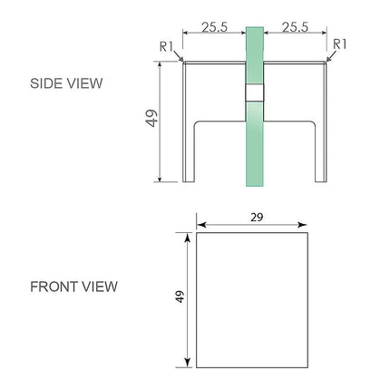 100x80cm Corner Frameless Shower Screen – Gunmetal Wall Channel with Brass Hinges & Square Double Pull Handle.