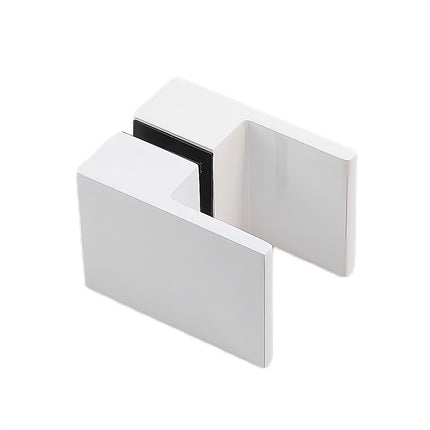 120x80cm Corner Frameless Shower Screen – White Wall Channel and Floor Channel with Brass Hinges & Square Double Pull Handle.