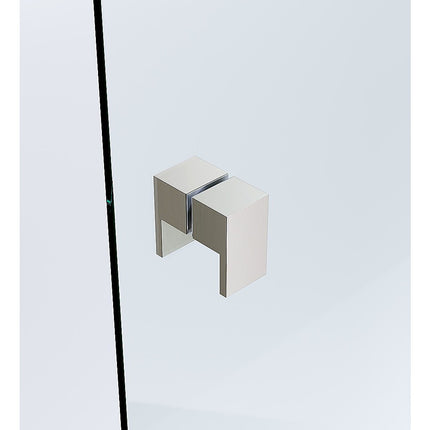 120x120cm Corner Frameless Shower Screen – Nickel Wall Channel and Floor Channel with Brass Hinges & Square Double Pull Handle.