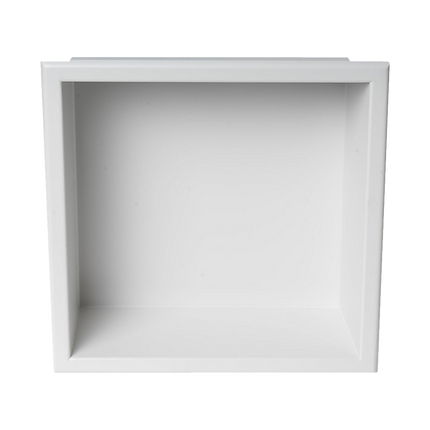 336 x 336 x 101mm Shower Niche Single Shelf Organizer No Tile Needed in White.