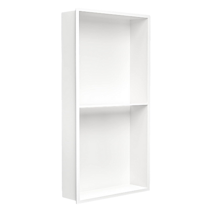 641 x 336 x 101mm Shower Niche Double Shelf Organizer No Tile Needed in White.