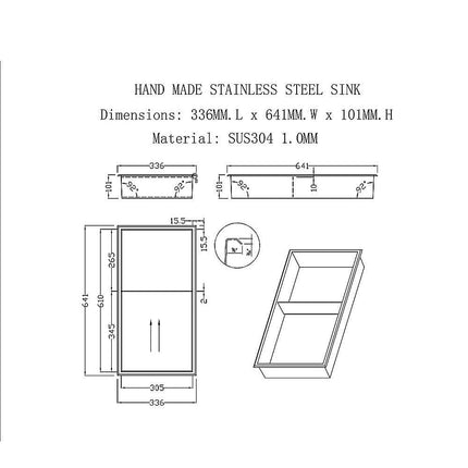641 x 336 x 101mm Shower Niche Double Shelf Organizer No Tile Needed in White.