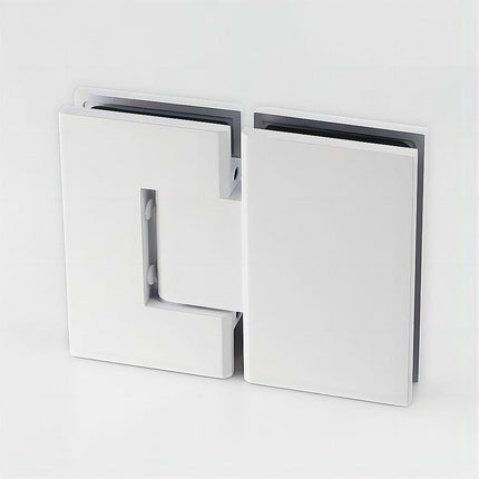 100x100cm Double Door Corner Shower Screen – White F-Brackets, SS Hinges & Square Knob Handle.