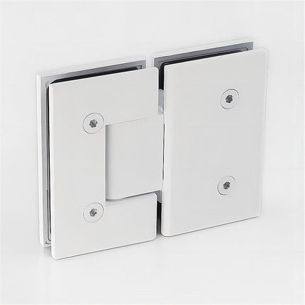 100x100cm Double Door Corner Shower Screen – White F-Brackets, SS Hinges & Square Knob Handle.