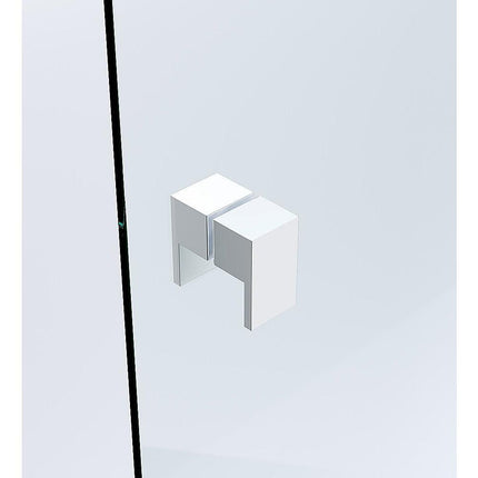 100x100cm Double Door Corner Shower Screen – White U-Brackets, SS Hinges & Square Double Pull Handle.