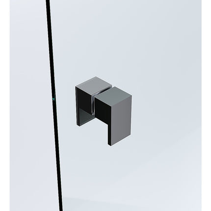 110x110cm Double Door Corner Shower Screen – Black F-Brackets, SS Hinges & Square Double Pull Handle.