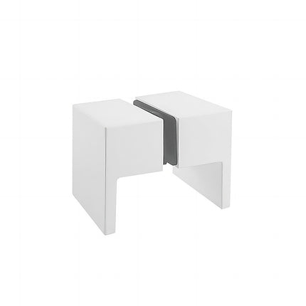 110x110cm Double Door Corner Shower Screen – White U-Brackets, SS Hinges & Square Double Pull Handle.