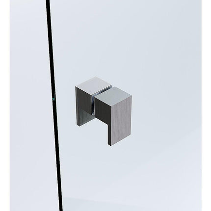 110x110cm Double Door Corner Shower Screen – Wall Channels with SS Hinges in Gunmetal, Square Double Pull Handle.