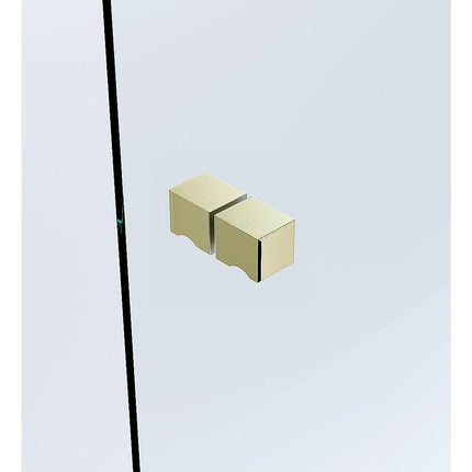 100x120cm Double Door Corner Shower Screen – Wall Channels with SS Hinges in Gold, Square Knob Handle.