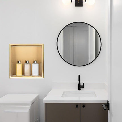 336 x 336 x 101mm Shower Niche Single Shelf Organizer No Tile Needed in Gold.