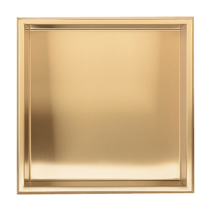 336 x 336 x 101mm Shower Niche Single Shelf Organizer No Tile Needed in Gold.