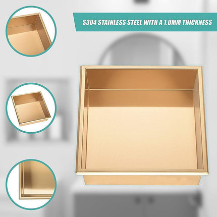 336 x 336 x 101mm Shower Niche Single Shelf Organizer No Tile Needed in Gold.