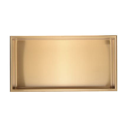 641 x 336 x 101mm Shower Niche Single Shelf Organizer No Tile Needed in Gold.