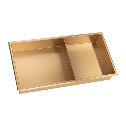 641 x 336 x 101mm Shower Niche Double Shelf Organizer No Tile Needed in Gold.
