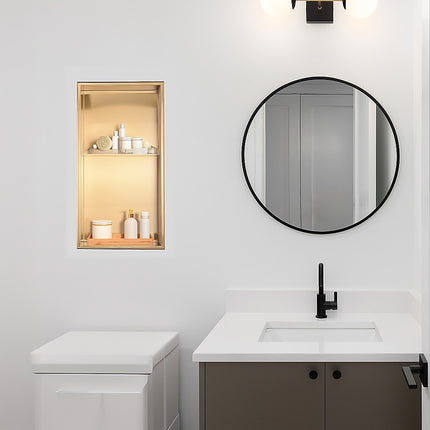 641 x 336 x 101mm Shower Niche Double Shelf Organizer No Tile Needed in Gold.