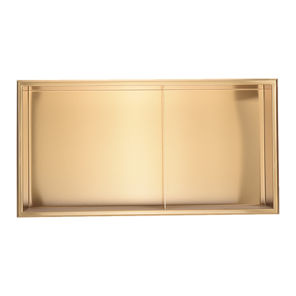 641 x 336 x 101mm Shower Niche Double Shelf Organizer No Tile Needed in Gold.