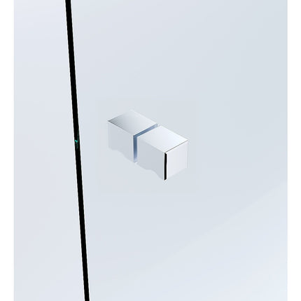 110x110cm Double Door Corner Shower Screen – Chrome F-Brackets, Brass Hinges & Square Knob Handle.