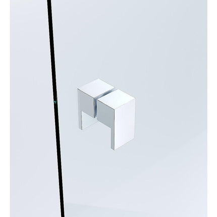 100x100cm Double Door Corner Shower Screen – Channels with Brass Hinges in Chrome, Square Double Pull Handles.