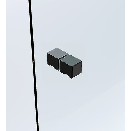 110x110cm Double Door Corner Shower Screen – Channels with Brass Hinges in Black, Square Knob Handles.