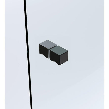 100x110cm Double Door Corner Shower Screen – Channels with Brass Hinges in Black, Square Knob Handles.
