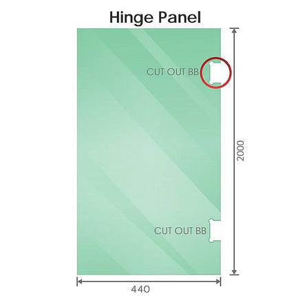 90cm Frameless Diamond Shower Screen with Gunmetal Brackets and Brass Hinges, Square Knob Handle.