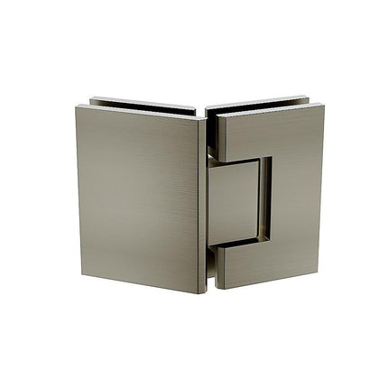 90cm Frameless Diamond Shower Screen with Gunmetal Brackets and Brass Hinges, Square Knob Handle.