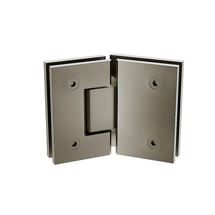 90cm Frameless Diamond Shower Screen with Gunmetal Brackets and Brass Hinges, Square Knob Handle.