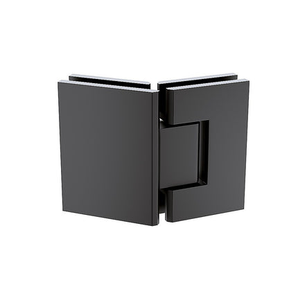 90cm Frameless Diamond Shower Screen – Black F-Brackets, Brass Hinges & Round Knob Handle.