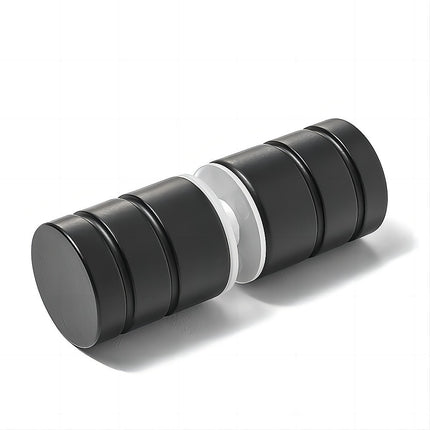 90cm Frameless Diamond Shower Screen – Black F-Brackets, Brass Hinges & Round Knob Handle.