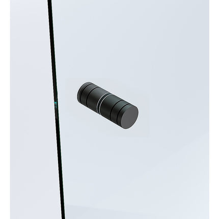 90cm Frameless Diamond Shower Screen – Black F-Brackets, Brass Hinges & Round Knob Handle.