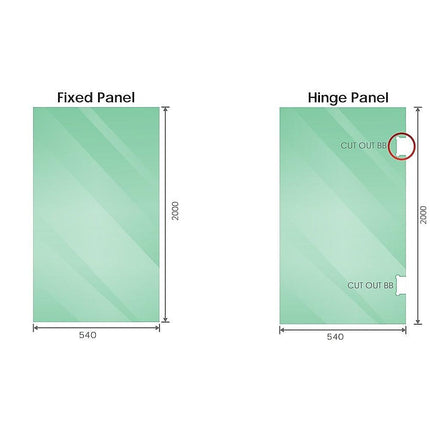 100cm Frameless Diamond Shower Screen – Chrome U-Brackets, Brass Hinges & Square Double Pull Handle.