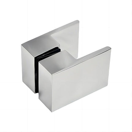 100cm Frameless Diamond Shower Screen – Chrome U-Brackets, Brass Hinges & Square Double Pull Handle.