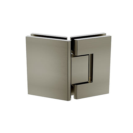90cm Frameless Diamond Shower Screen – Channels with Brass Hinges in Gunmetal, Square Knob Handle.