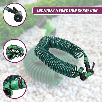 30M Garden Hose Heavy-Duty Coiled Spiral Car Washing Cleaning Water Hose Garden.