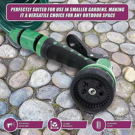 30M Garden Hose Heavy-Duty Coiled Spiral Car Washing Cleaning Water Hose Garden.