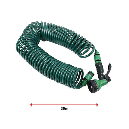 30M Garden Hose Heavy-Duty Coiled Spiral Car Washing Cleaning Water Hose Garden.
