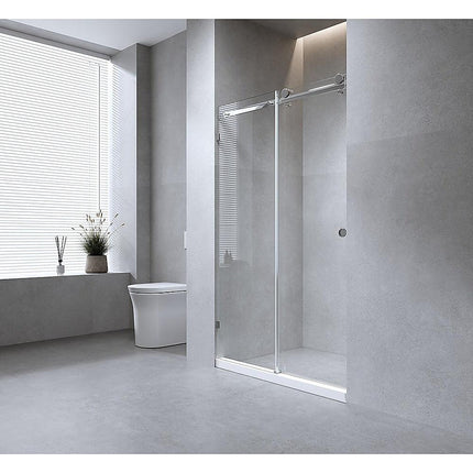 180cm Frameless Glass Sliding Shower Door – With Gold Rail and U-Brackets for Modern Bathrooms.
