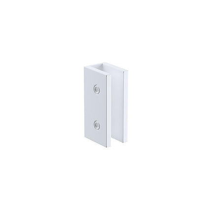 150x80cm Frameless Glass Sliding Corner Shower – With White Rail and U-Brackets for Contemporary Bathrooms.
