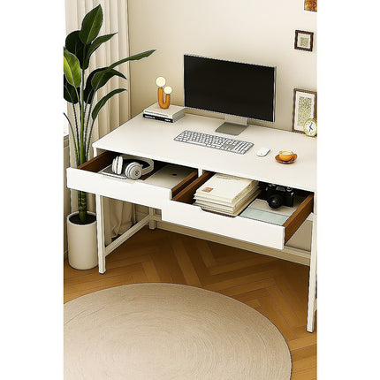 White Computer Desk – Modern PC Laptop Table for Gaming, Home Office, or Study Space Furniture.