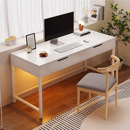 White Computer Desk – Modern PC Laptop Table for Gaming, Home Office, or Study Space Furniture.