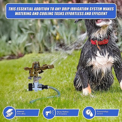 Easy to Install Irrigation Sprinkler 360 Degree Rotating Sprinkler Gun Zinc Alloy Adjustable Rocker Sprinkler.