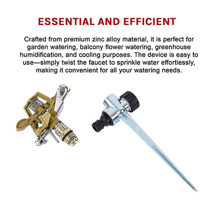 Easy to Install Irrigation Sprinkler 360 Degree Rotating Sprinkler Gun Zinc Alloy Adjustable Rocker Sprinkler.