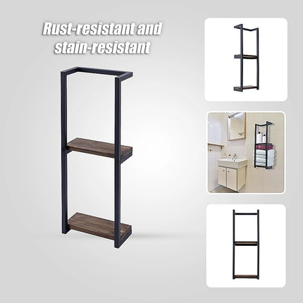 Stylish Bathroom Towel Storage Rack with Wooden Shelves.