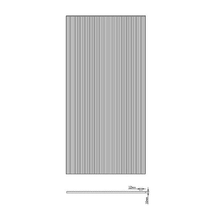 70cm Reeded Glass Shower Screen with Nickel F-Brackets and Floor F-Bracket.