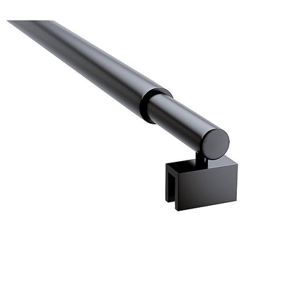 100cm Reeded Glass Shower Screen with Black U-Brackets and Round Pole.
