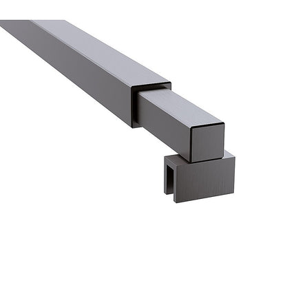 100cm Reeded Glass Shower Screen with Gunmetal U-Brackets and Square Pole.